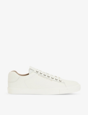 Shop Allsaints Men's White Brody Branded Leather Low-top Trainers