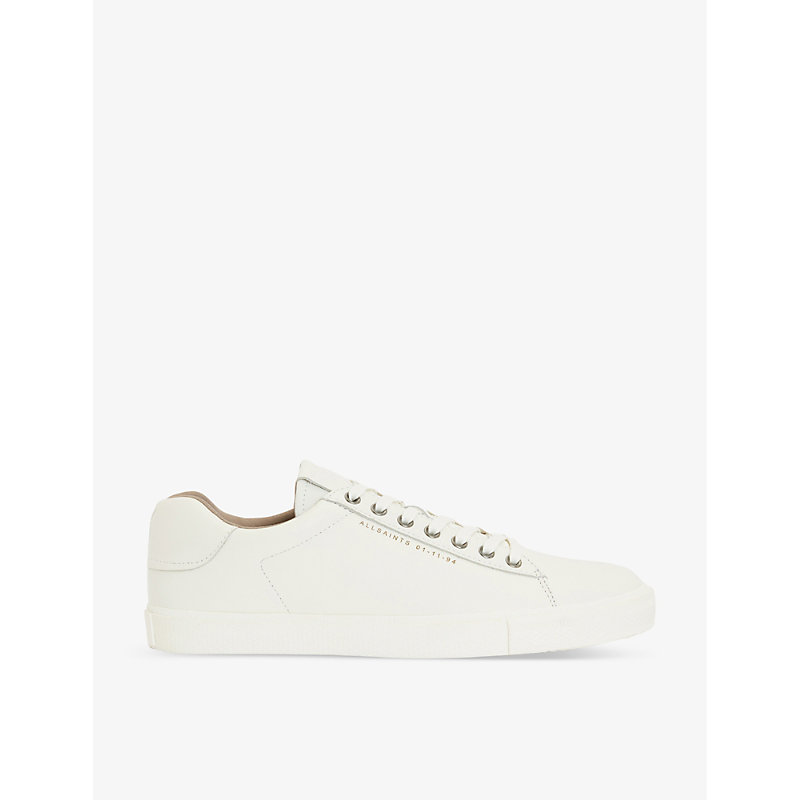 Shop Allsaints Men's White Brody Branded Leather Low-top Trainers