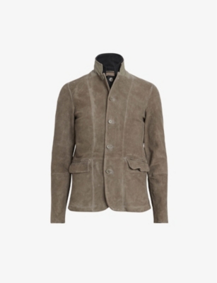 All saints survey online leather blazer anthracite grey