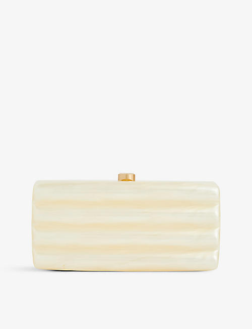 CULT GAIA: Enid logo-embossed pearlescent acrylic clutch