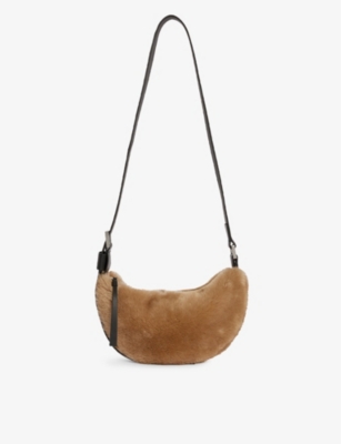 AllSaints Half Moon Leather Crossbody Bag