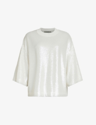 ALLSAINTS: Juela sequined stretch-recycled polyester T-shirt