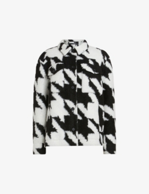 Allsaints Rosey Mono Jacket In Black/white