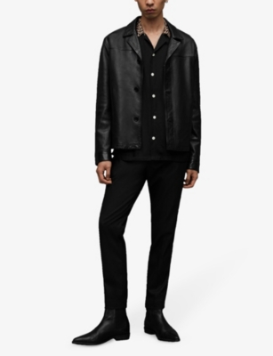 Allsaints Tona Cropped Slim Fit Leather Jacket In Black ModeSens