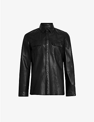 : Ivan flap-pocket regular-fit leather shirt