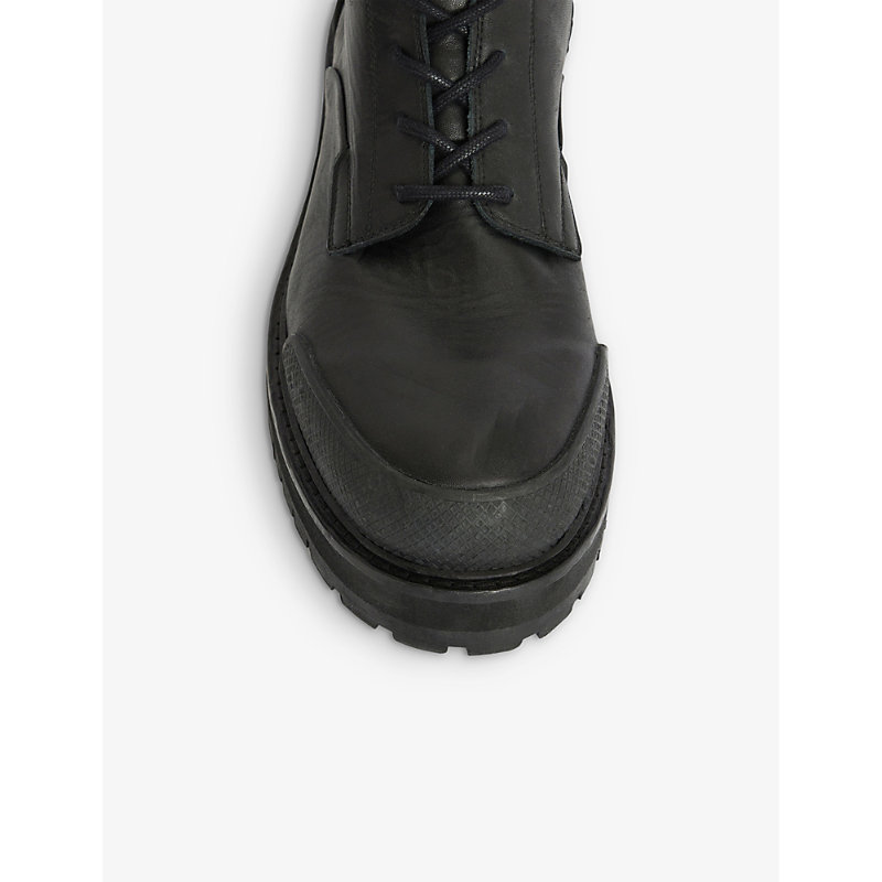 Shop Allsaints Mudfox Lace-up Leather Ankle Boots In Black