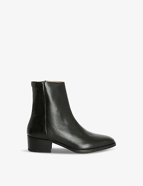 ALLSAINTS: Bonham stacked-heel leather ankle boots