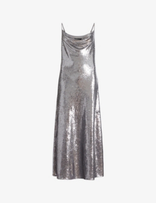 Allsaints Womens Hadley Sequin-embellished Recycled-polyester Maxi Dress