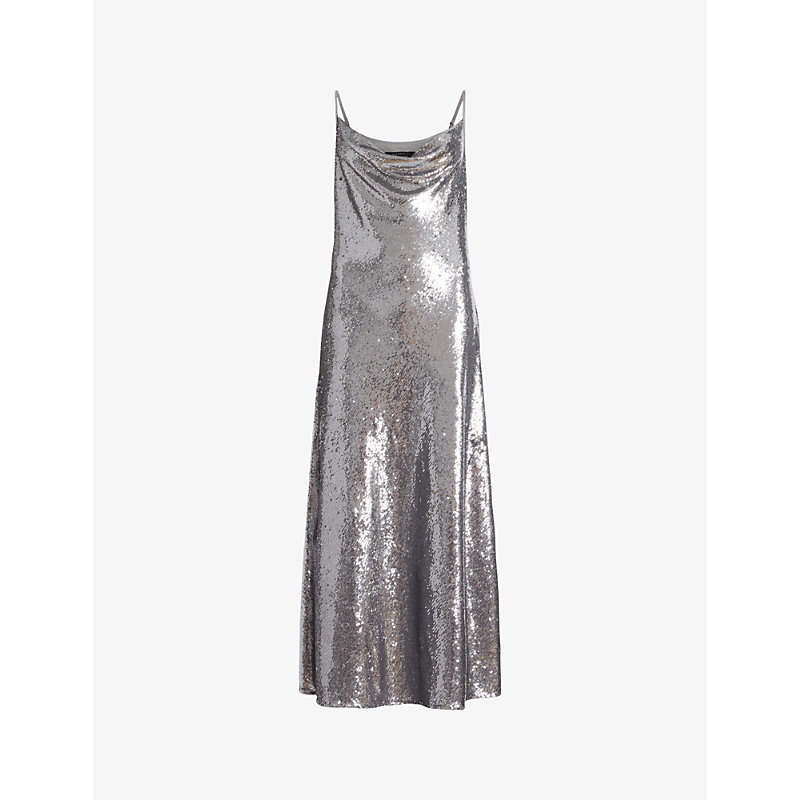Allsaints Womens Hadley Sequin-embellished Recycled-polyester Maxi Dress