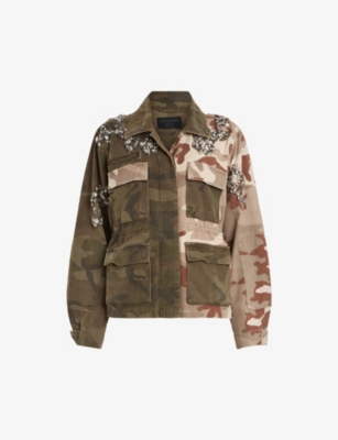 Finch Camo Embellished Denim Jacket CAMO GREEN