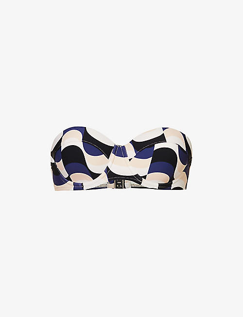 SEAFOLLY: Modern abstract-print recycled-nylon-blend bikini tops
