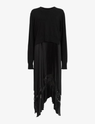 ALLSAINTS - Nadia two-in-one merino-wool and recycled-polyester midi ...