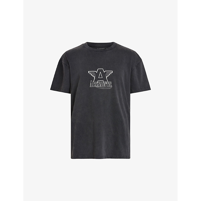 Allsaints Cala Graphic-print Organic-cotton T-shirt In Jet Black