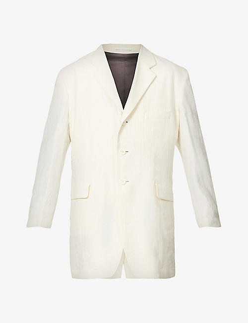 YOHJI YAMAMOTO: Single-breasted relaxed-fit linen and ramie-blend jacket