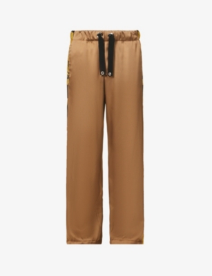 Versace Barocco Cotton Wide-leg Trousers In Black Gold