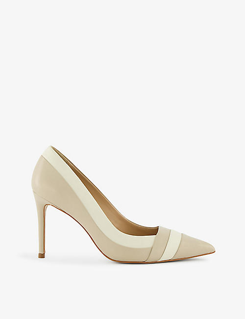 DUNE: Alexandria pointed high-heeled leather court shoes