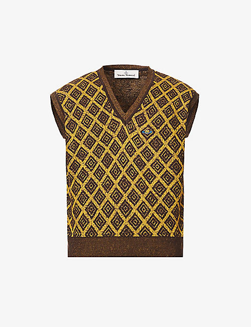 VIVIENNE WESTWOOD: Diamond-weave sleeveless linen-blend vest