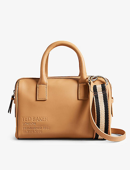 TED BAKER: Logo-embossed webbing leather holdall bag