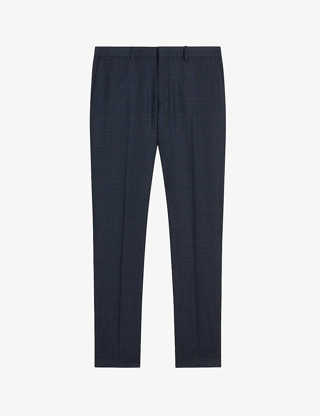 Ted Baker Cromts Checked Straight-leg Wool Trousers In Navy