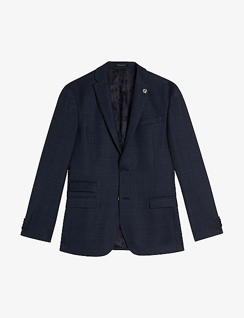 TED BAKER: Cromjs check-pattern stretch wool-blend jacket