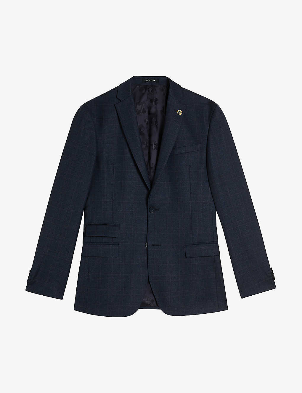 Ted Baker Cromjs Check Blazer In Navy