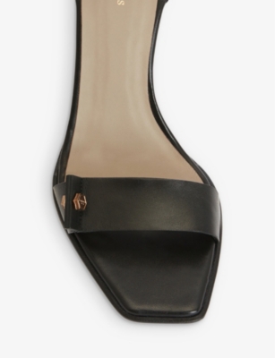 Shop Allsaints Women's Black Black Betty Screw-heel Leather Heeled Sandals