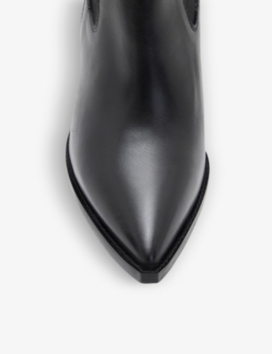 Shop Allsaints Ria Pointed-toe Leather Ankle Boots In Black