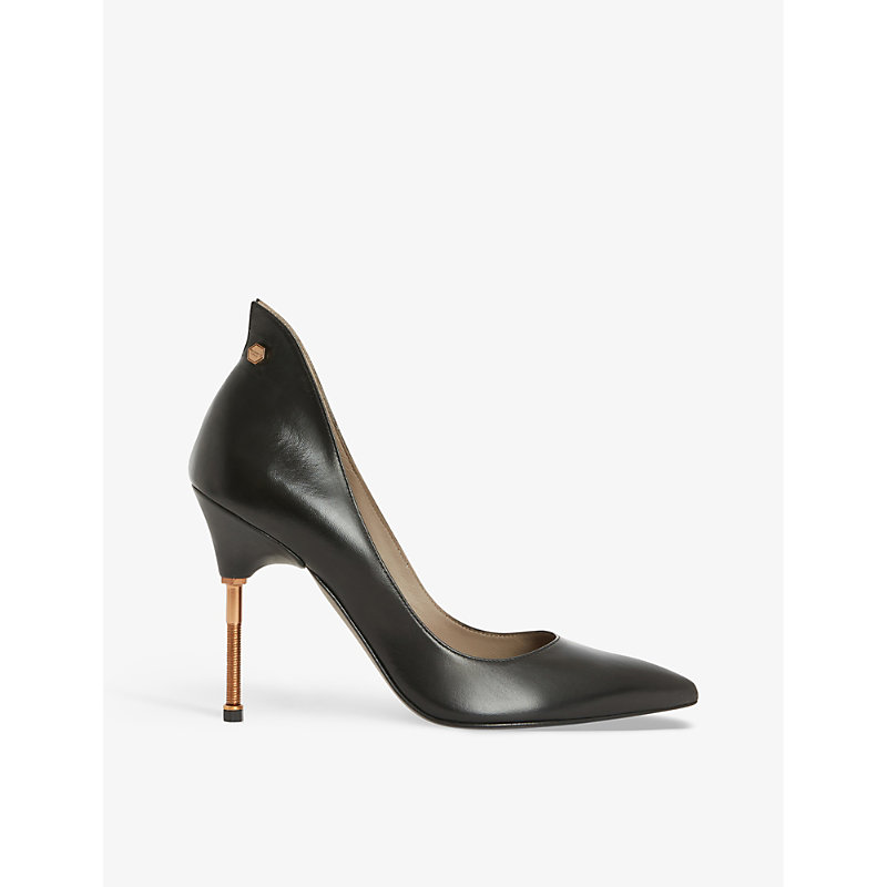ALLSAINTS ROBIN SCREW-HEEL POINTED-TOE LEATHER COURT SHOES