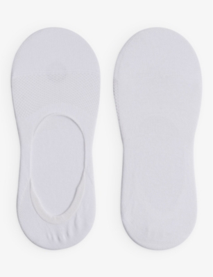 Reiss Mens White Brand-print Low-rise Stretch-cotton Socks