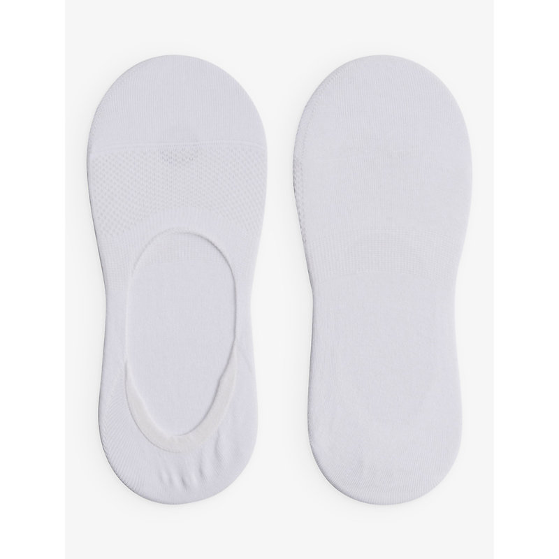 Reiss Mens White Brand-print Low-rise Stretch-cotton Socks
