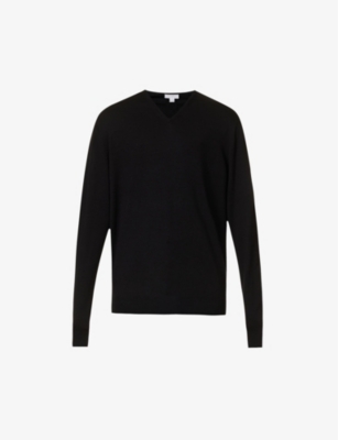 Sunspel Crew Neck Jumper In Black