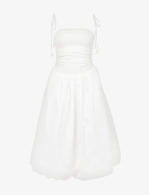 AMY LYNN: Pufball ruched stretch-cotton midi dress