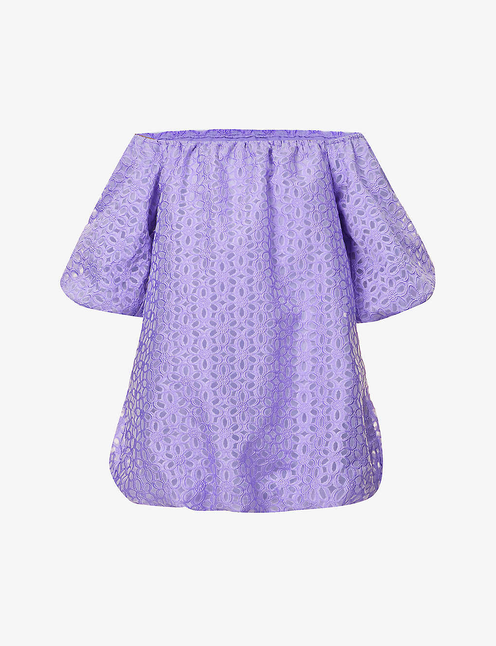 Amy Lynn Womens Lilac Floral-embroidered Puffed-hem Woven Mini Dress
