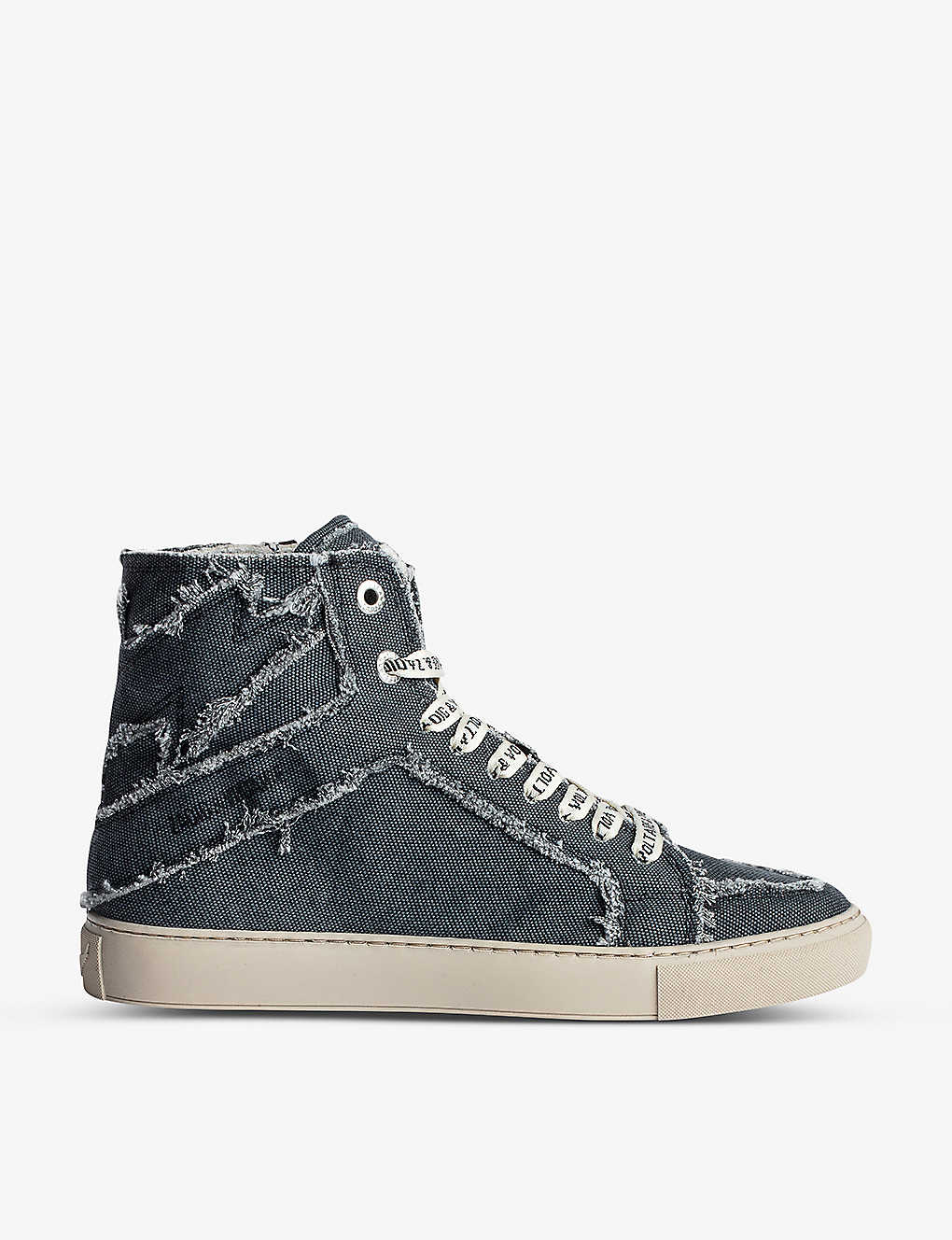 ZADIG & VOLTAIRE ZADIG&VOLTAIRE WOMENS NOIR FLASH ZV1747 RAW-EDGE CANVAS HIGH-TOP TRAINERS,65936147