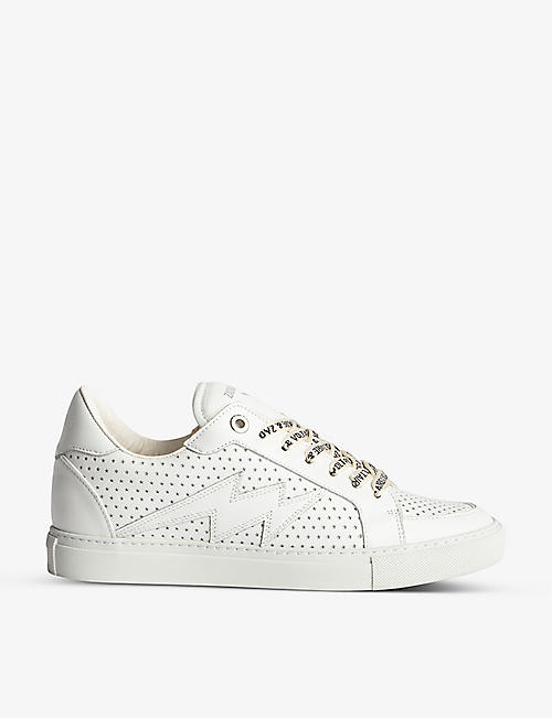 ZADIG&VOLTAIRE: La Flash perforated leather low-top trainers