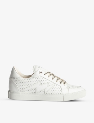 Zadig & Voltaire Zadig&voltaire Womens Blanc La Flash Perforated Leather Low-top Trainers In White