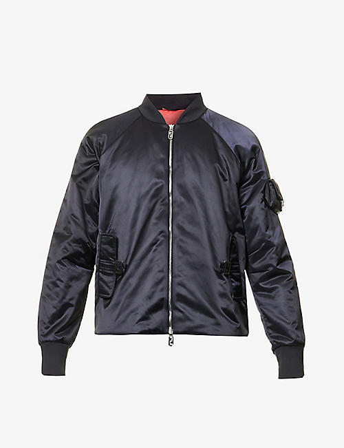 FENDI: Branded-hardware boxy-fit padded satin bomber jacket