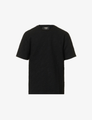 FENDI - Monogram-embossed relaxed-fit stretch-woven T-shirt ...