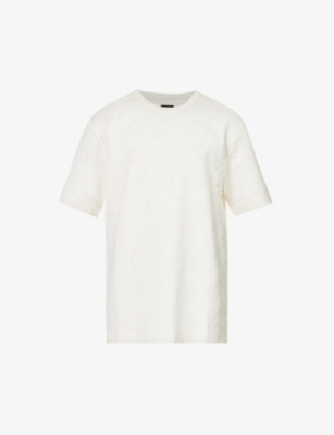 FENDI Textured branding relaxed fit cotton jersey T shirt