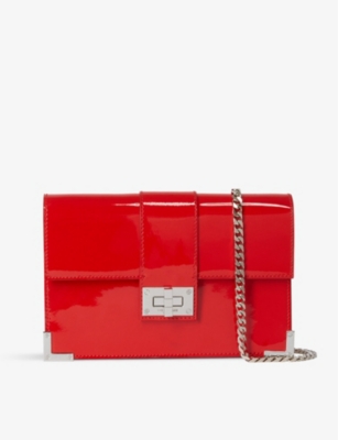 Emily medium red croc-print bag in leather