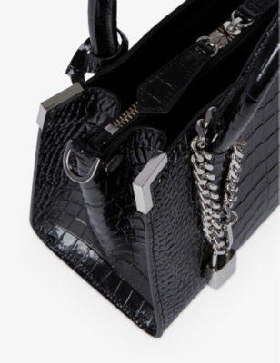 Shop The Kooples Womens Bla01 Ming Croc-embossed Leather Tote Bag