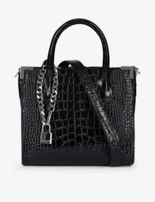 The Kooples Ming Croc-embossed Leather Tote Bag In Bla01
