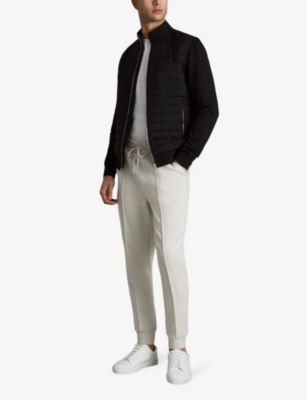 Shop Reiss Men's Black Flintoff Quilted Cotton-blend Jacket