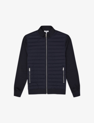 Shop Reiss Men's Vy Flintoff Quilted Cotton-blend Jacket In Navy