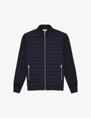 Reiss Amos - Stone Hybrid Zip-through Quilted Jacket, Xs