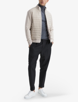 Shop Reiss Men's Stone Flintoff Quilted Cotton-blend Jacket