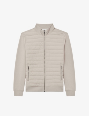 Shop Reiss Men's Stone Flintoff Quilted Cotton-blend Jacket