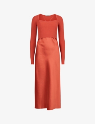 ALLSAINTS: Sassi scoop-neck adjustable-strap woven midi dress