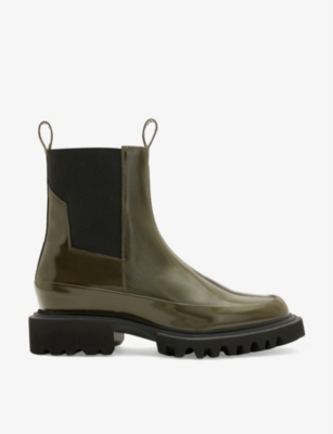 Allsaints Harlee Lug Sole Chelsea Boot In Bronze Green S