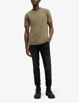 Shop Allsaints Ossage Ramskull-embroidered Cotton T-shirt In Avo Green